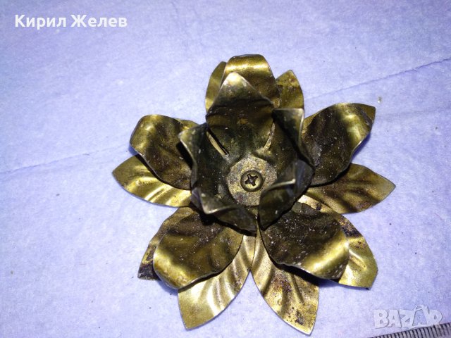 КРАСИВ СТАР ФЛОРАЛЕН СРЕБРИСТ МЕТАЛЕН ВИНТИДЖ СВЕЩНИК - РОЗА 41335, снимка 6 - Други ценни предмети - 43598206