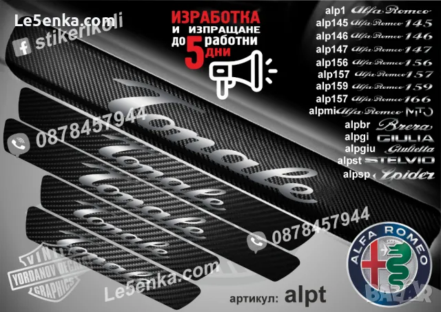 ПРАГОВЕ карбон Alfa Romeo Giulia фолио стикери alpgi, снимка 15 - Аксесоари и консумативи - 39049306