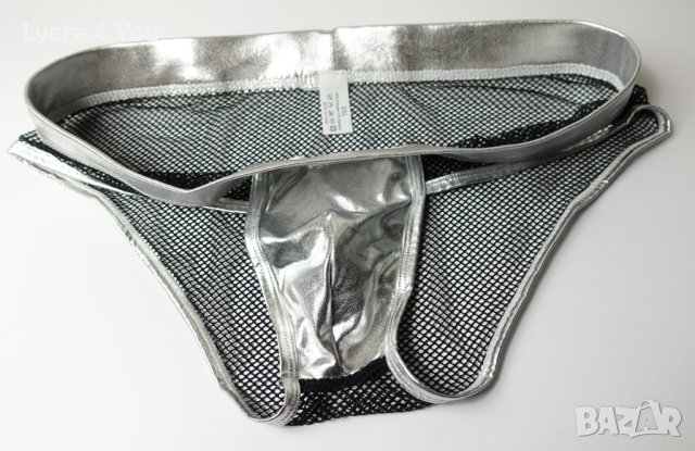 XL нови мъжки еротични слипове в сребристо и черна мрежа, снимка 9 - Бельо - 44072593