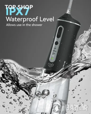 Зъбен душ за зъби безжичен JTF преносим акумулаторен иригатор 300 мл, черен, снимка 3 - Тримери - 49866430