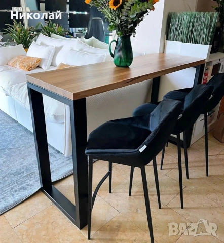 бар маса от масив и желязо , снимка 8 - Маси - 53556156