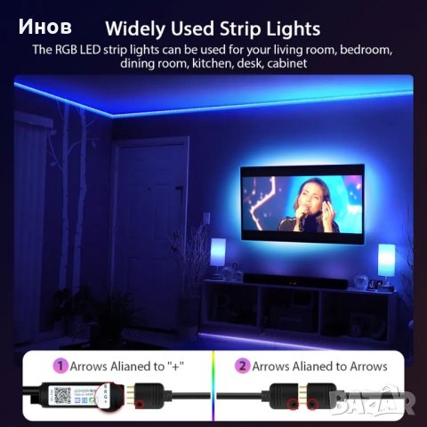 RGB Led strip light/ цветове който се сменят с тоновете на музиката, снимка 4 - Лед осветление - 43818038