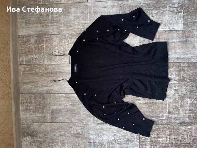 Wow 🤩 Черен  пуловер блуза  Zara овърсайз размер  с декорация перли, снимка 3 - Блузи с дълъг ръкав и пуловери - 43712131