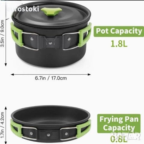 Комплект къмпинг тенджери Forest tales GT-308, 15 части, незалепващо покритие, за 2 души, 13x19x19 , снимка 11 - Газови котлони - 52856689