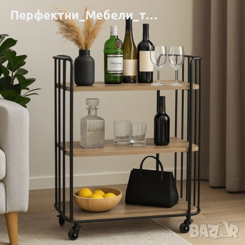 Мобилна холна масичка на 3 нива,помощна маса за дома,масичка за хотел на колела, снимка 2 - Маси - 52709220