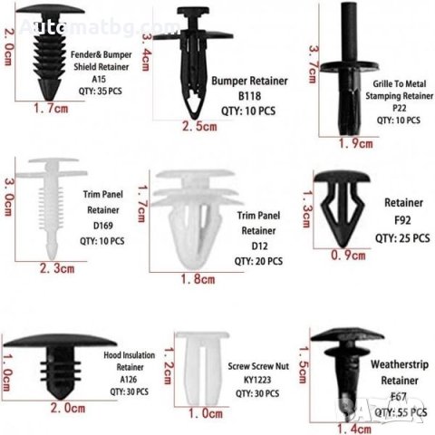 Комплект щипки Automat, Копки 421бр, Клипсове с инструмент за демонтаж, снимка 6 - Аксесоари и консумативи - 43846917