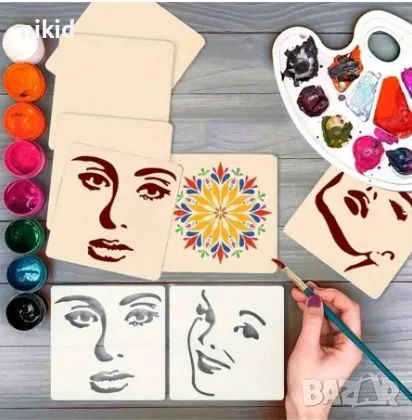 4 бр Дамско лице лица стенсил шаблон спрей за торта украса стена декорация Scrapbooking, снимка 3 - Други - 47754058