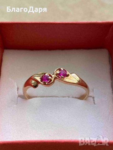 златен руски пръстен с рубини, снимка 2 - Пръстени - 43923207