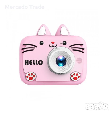 Детски фотоапарат Mercado Trade, За деца, Камера, Силиконов кейс, Hello Cat, Розов, снимка 3 - Електрически играчки - 40785752