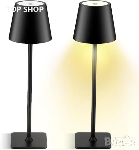 Комплект от 2 бр ЛЕД акумулаторни лампи- кафяви-метал, снимка 6 - Настолни лампи - 48645042