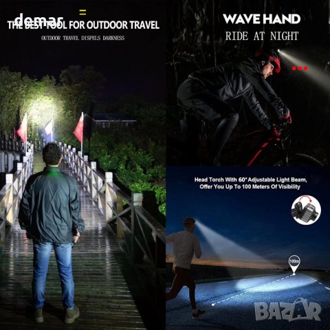 Многофункционално водоустойчиво LED фенерче за глава, снимка 6 - Други - 42961163