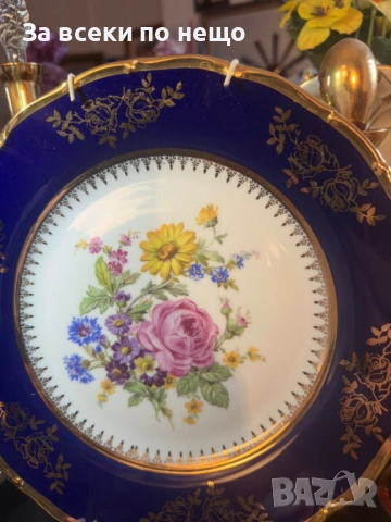 EPIAG Carlsbad Czechoslovakia- уникална красота изобразена върху превъзходно плато 24.5 см Код P1824, снимка 2 - Сервизи - 53002310