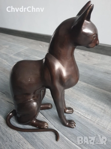 38см-10кг Risner статуетки/2бр чифт бронзови скулптури/фигури на египетски котки, снимка 4 - Статуетки - 52679843