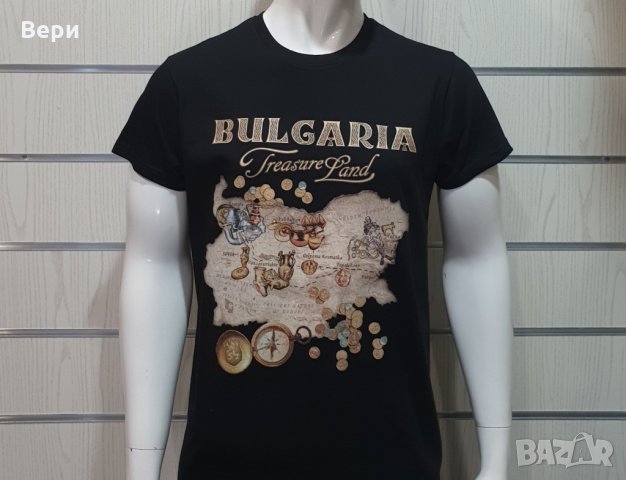Нова мъжка черна тениска с трансферен печат България - Treasure Land (Земя на съкровищата), снимка 15 - Тениски - 27987779