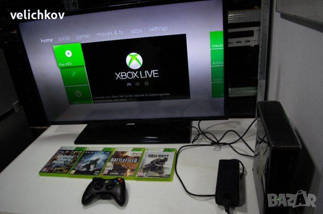 Xbox 360 Slim 200 gb Хард диск и Игри 