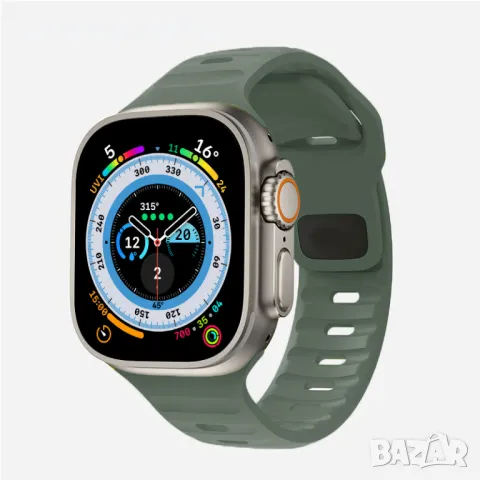 Силиконова каишка Apple Watch ULTRA 2 – 49mm масленозелена