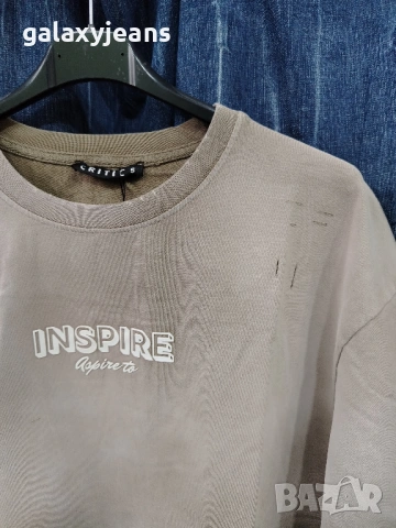 Critic- широка тениска, варен памук, надран ефект, цвят бежов, снимка 2 - Тениски - 53324783