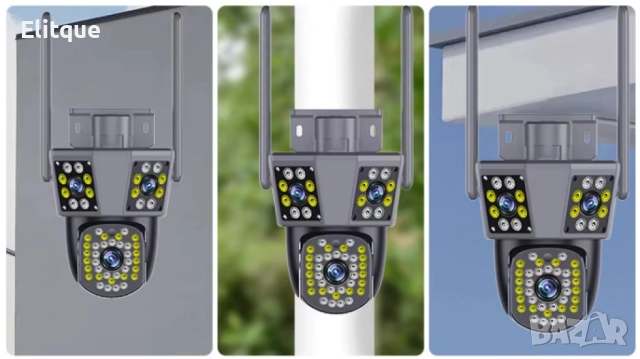 Тройна камера за наблюдение, работи с WiFi, 9 MP,Ultra HD, снимка 7 - Друга електроника - 52817101