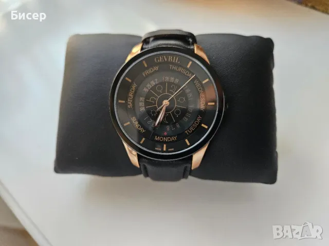 Позлатен швейцарски мъжки автоматичен GEVRIL COLUMBUS Limited Edition.