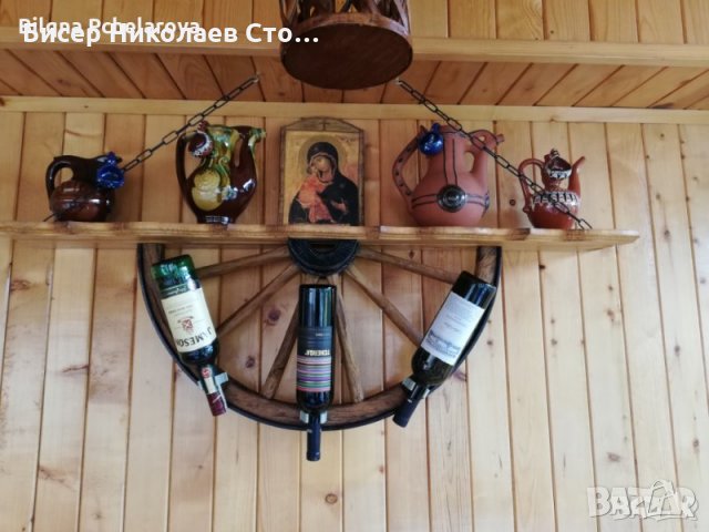 Рафт-етажерка за вино от колело на каруца!, снимка 9 - Декорация за дома - 20488978