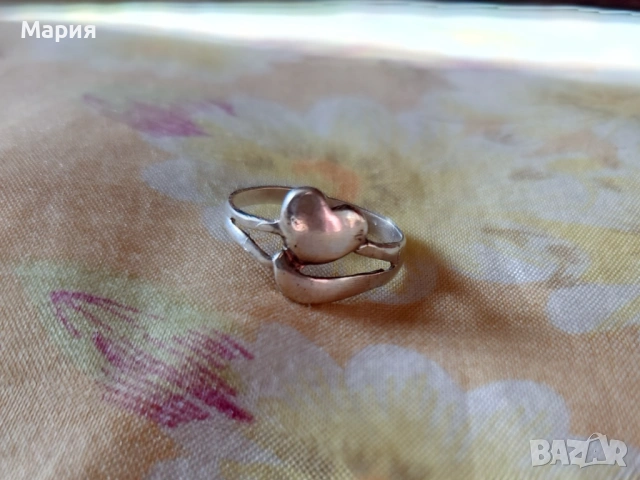 Сребърен пръстен със сърце, снимка 2 - Пръстени - 53056647