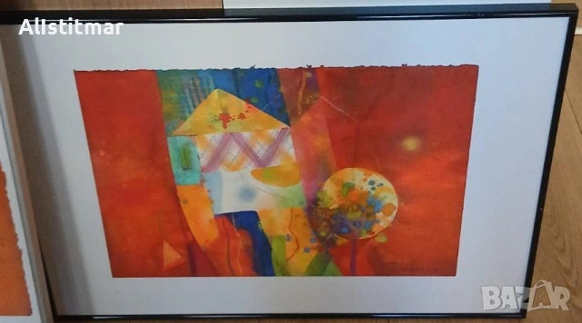 Голяма авторска абстрактна картина, подписана (70/47см), снимка 2 - Картини - 53076024