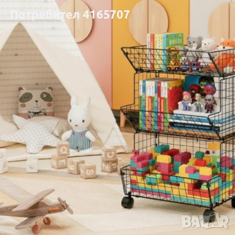 Практичен стелаж на колелца с 3 нива - компактно решение за кухня, антре и детска стая, снимка 5 - Други - 52992018