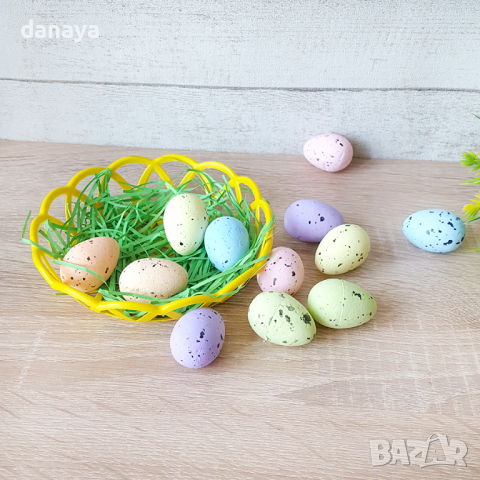 2836 Малко великденско панерче с шарени яйца и тревичка, снимка 2 - Декорация за дома - 36463510