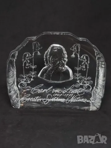 Винтидж преспапие от кристално стъкло "Carl von Linné"., снимка 7 - Антикварни и старинни предмети - 47989910
