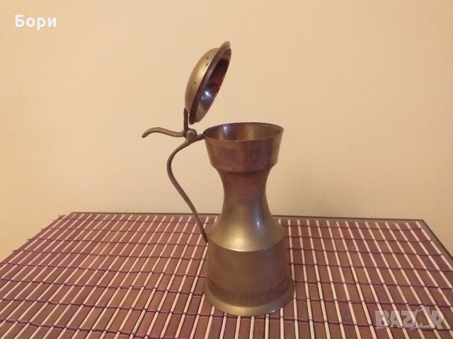 Месингова кана с капак Германия, снимка 2 - Антикварни и старинни предмети - 27474741