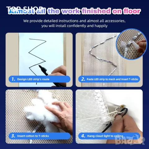 Glucrean LED светлина 3D Thundercloud, Многоцветна лента, 1 бр,6 метра, снимка 2 - Лед осветление - 49515910