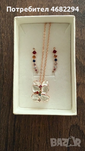 Комплект обеци с колие с кристали Сваровски, снимка 2 - Бижутерийни комплекти - 53280189