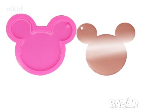 Глава Мики Маус плитък силиконов молд форма фондан украса смола бижу