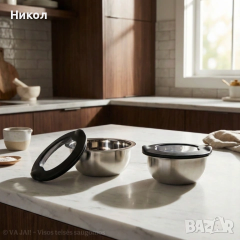 ТОП ОФЕРТА!!! Комплект от 2 купички от стомана, с прозрачен капак, 320 мл