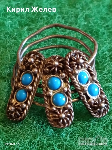 Сребърен пръстен Бохо стил с Тюркоаз орнаментиран авангарден 31114