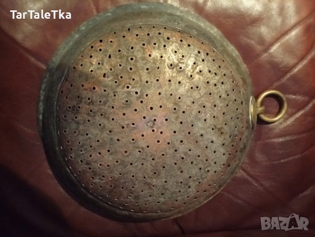 Бакър меден съд гевгир с печат на майстора, снимка 3 - Антикварни и старинни предмети - 51922385