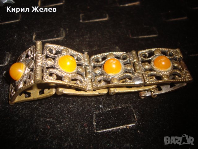 ВЪЗРОЖДЕНСКА БРОНЗОВА МАЙСТОРСКА ИЗРАБОТКА с ИНКРУСТИРАН КАТАЛИН ЕТНО ГРИВНА 4829, снимка 15 - Антикварни и старинни предмети - 32265646