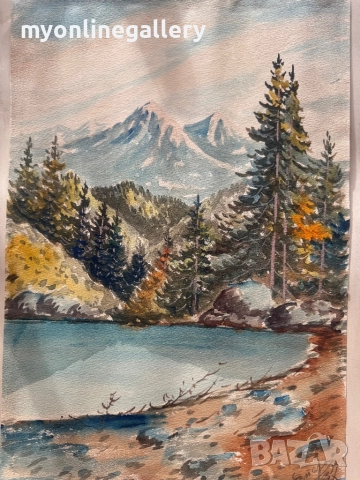 Курт Петерс из Пиринь 1937 г акварел, снимка 2 - Картини - 52825811