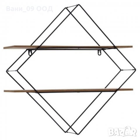 Ромбоидна етажерка-дърво и метал, снимка 4 - Етажерки - 32439904