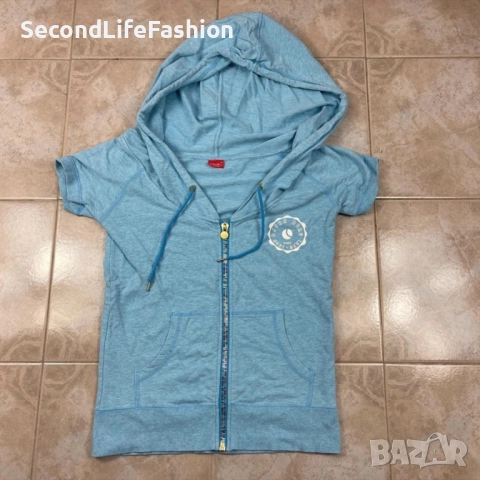 Дамски суичър с къс ръкав Bjorn Borg цветен цип размер XS син