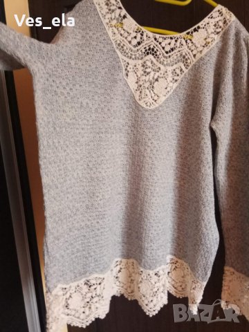 блуза плетиво с дантела размер Л-ХЛ, снимка 3 - Блузи с дълъг ръкав и пуловери - 27239343