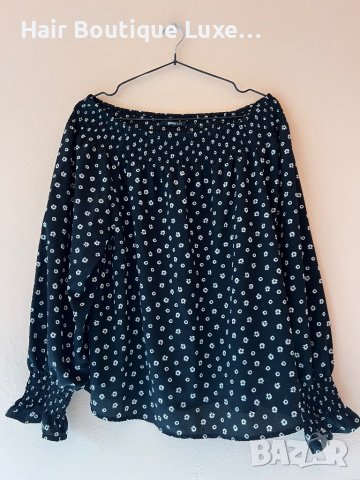 GinaTricot Черна блуза с бели цветя 42 размер 🖤