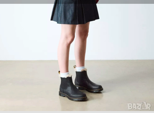  боти / ботуши, Dr. Martens Челси с подплата от изкуствена кожа Leonore номер 37, снимка 5 - Дамски боти - 53238273
