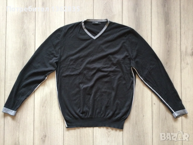 оригинален черен тънък пуловер ERMEGILDO Z ZEGNA размер XXL от Италия, снимка 3 - Пуловери - 53041459