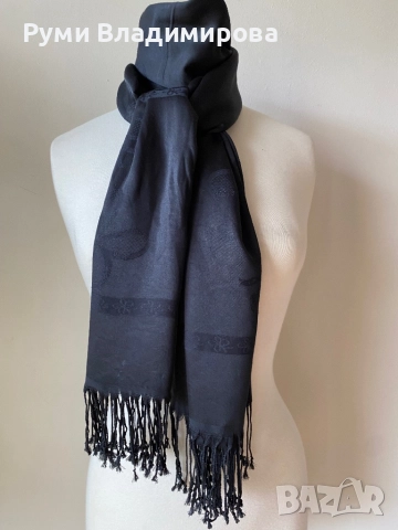 Черен шал на черни цветя, снимка 3 - Шалове - 51742027