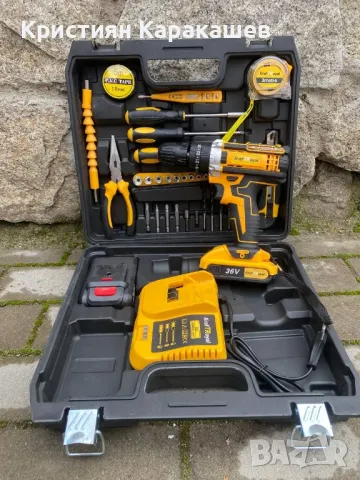 Ударен Винтоверт Kraftroyal 36V 8Ah с инструменти, снимка 1