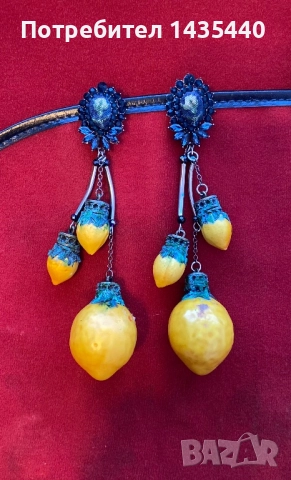 Ръчно изработени обеци с ръчна бродерия от серията “Забранения плод” на дизайнерката Анелия Милчева, снимка 3 - Обеци - 52366029