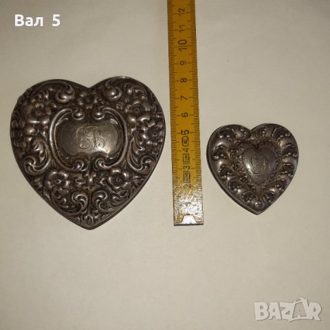 Много стари сребърни съдове - сърца . Сребро , МАРКИРАНИ, снимка 3 - Антикварни и старинни предмети - 43281172
