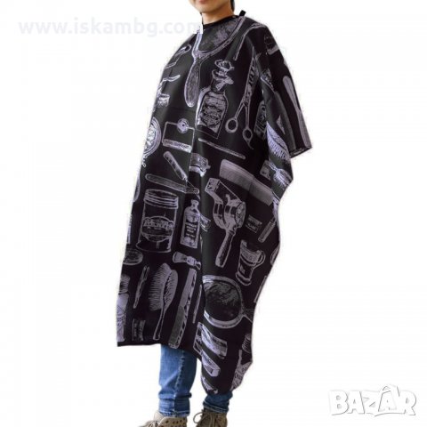 Престилка за подстригване, пелерина за подстригване - ЧЕРЕН ПРИНТ - КОД 3209, снимка 5 - Фризьорски принадлежности - 33570405