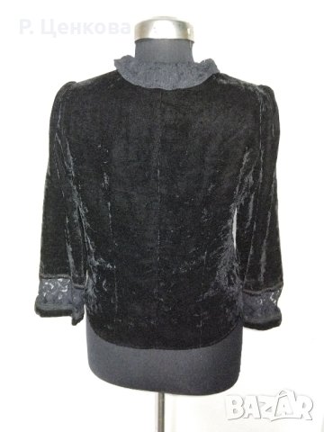 Дамска черна риза с дантелени елементи , снимка 2 - Ризи - 42947461